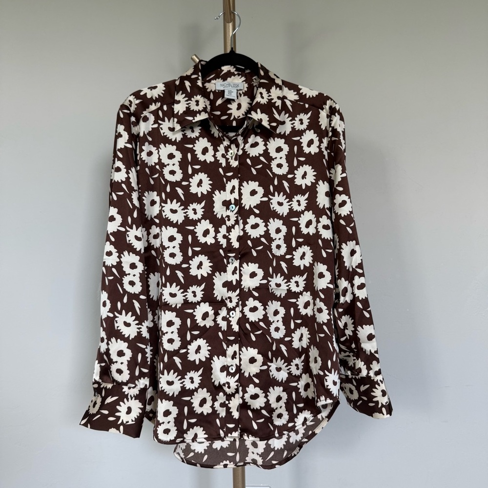 Rachel Zoe Brown and White Floral Blouse